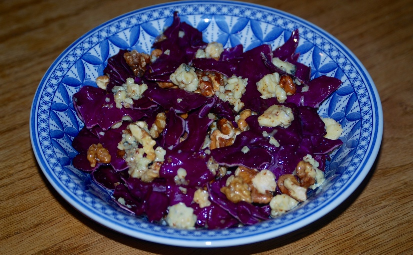 Radicchio, Chestnut and Blue Cheese Salad with a Citrus, Grain Mustard and Honey Dressing