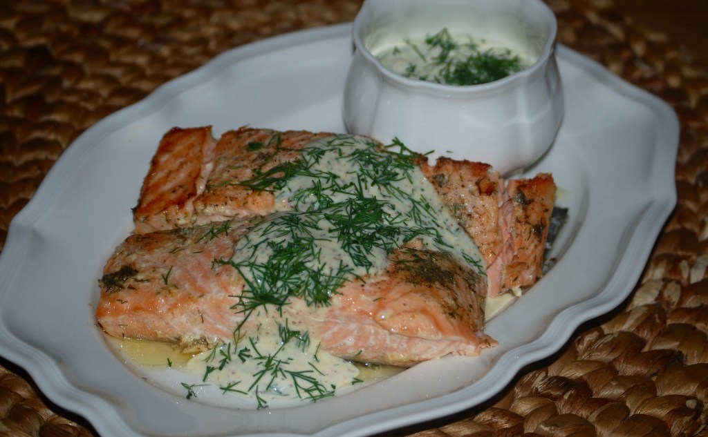 Salmon with Mustard and Dill Creme Fraiche – Cooking with Nigella