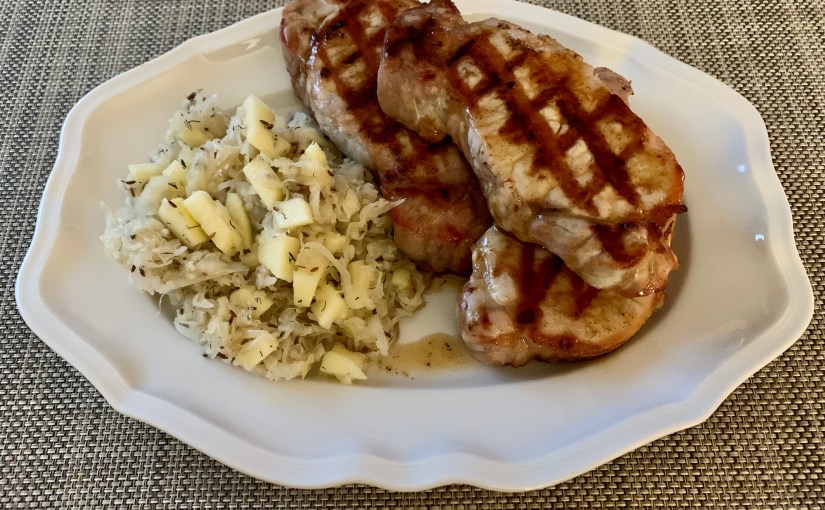 Apple Pork Chops with Sauerkraut&nbsp;Slaw